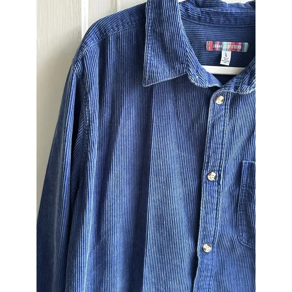 Urban Outfitters Blue Corduroy Button-Front Shirt Jacket Size Large